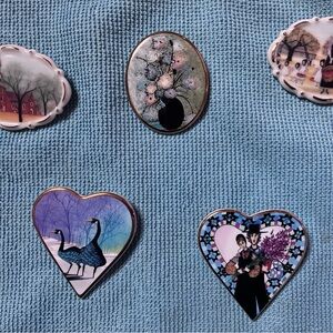 P Buckley Moss Porcelain Pendants-Bundle of 5